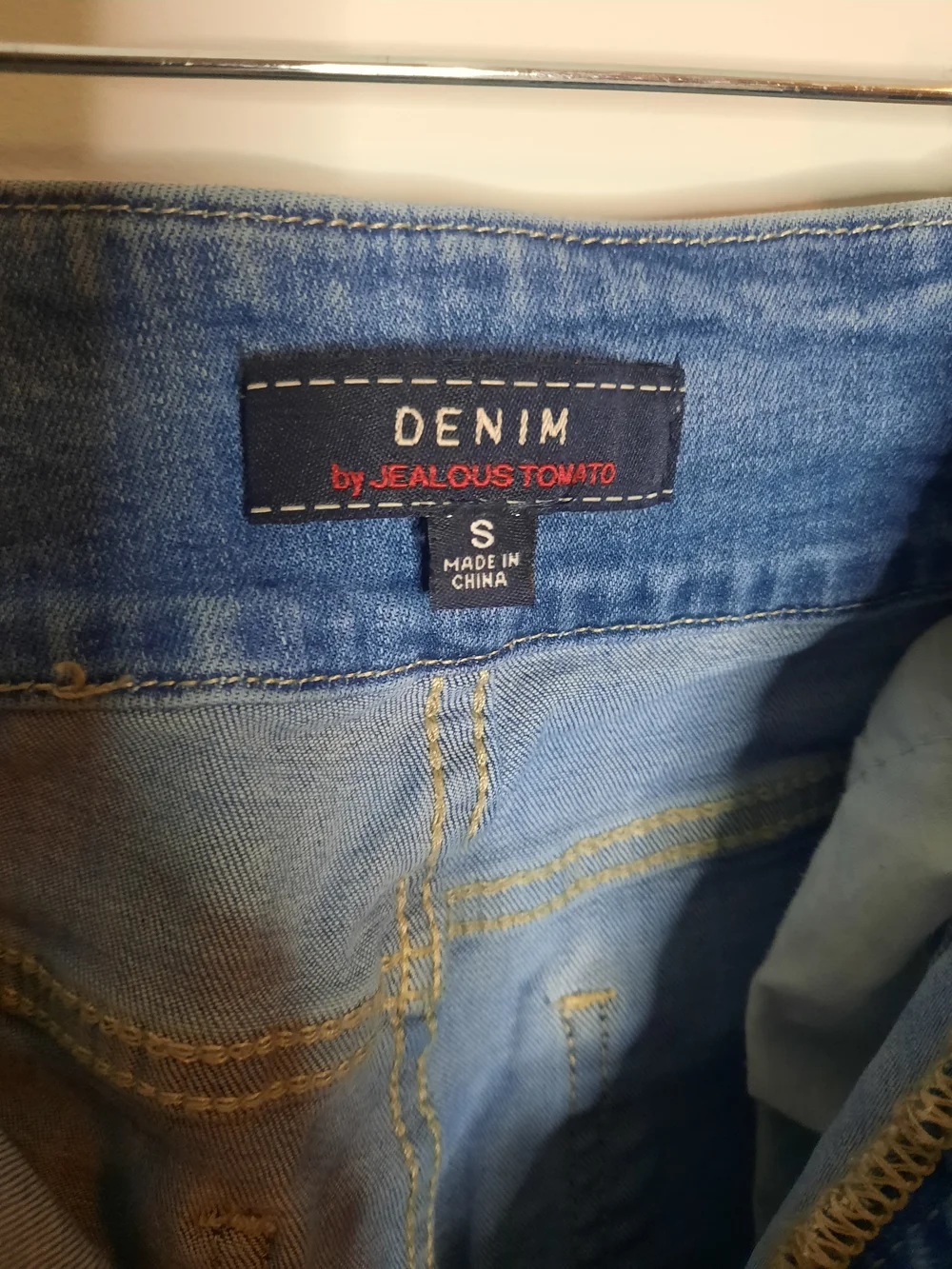 Jealous Tomato Sz Small, High-Waist Blue Flare Jeans, Side Belt, Hippy, Boho - Picture 5 of 7